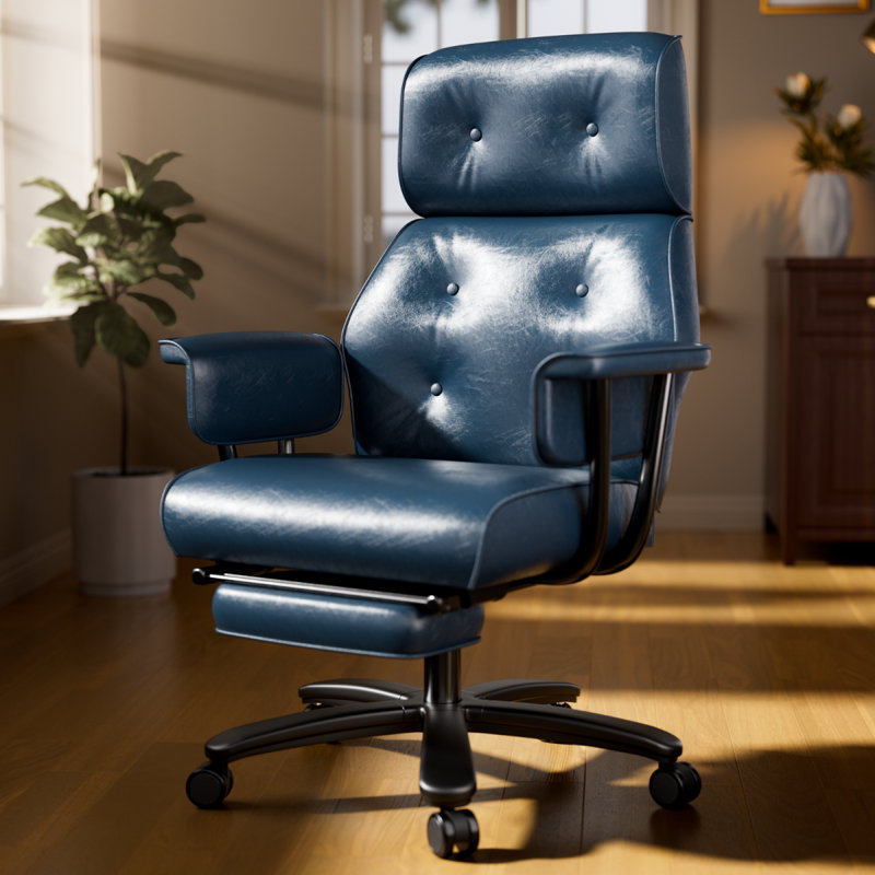 Latitude Run Vintage Desk Chair Big and Tall Leather Reclining Executive Office Chair with Footrest Reviews Wayfair